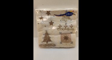 Duni servetten Geel Goud Zilver 3-laags 33x33 20 servetten