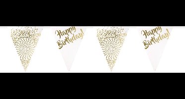 Folat - Vlaggenlijn Wit Happy Birthday Goud (6 meter)