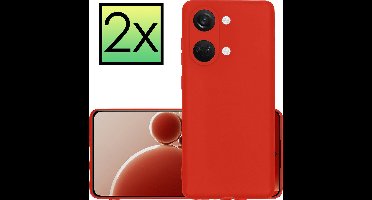 Hoesje - 2 Stuks - Geschikt voor OnePlus Nord 3 - Sterk & Shockproof - Case Siliconen - Back Cover - Telefoon Hoes - Rood