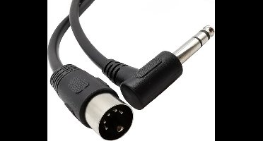 DIN 5-pins - 6,35mm Jack haaks audiokabel / zwart - 0,20 meter
