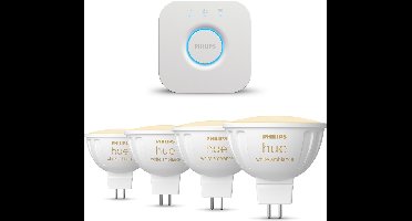 Philips Hue Starterspakket - GU5.3 - met 4 Spotjes (MR16) - 12V - Warm tot Koelwit Licht - Incl. 1 Hue Bridge - Hue White Ambiance