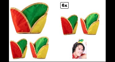 6x Prinsenmuts mini rood/geel/groen - Carnaval optocht fun thema feest party uitdeel