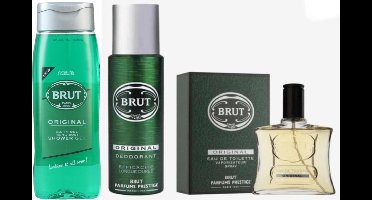 Brut Original - Pakket - 3in1 Douchegel 500 ml & Eau de Toilette 100 ml & Deo Spray 200 ml