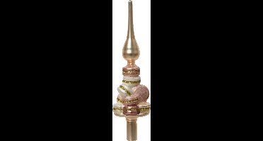 Decoris kerstboom piek glas macarons roze Ø8xH30cm kerstdecoratie.