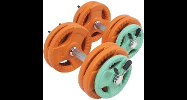 Gorilla Sports Dumbellset - Halterset - Gripper Gietijzer - Rubber Coating - 30 kg - Veersluiting