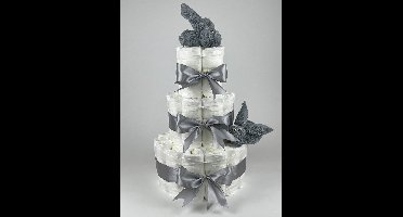 Chouette-Chouette | Luiertaart Neutraal | Kraamcadeau | Geboorte Jongen Meisje | Babyshower | Konijnen Grey-Blue - Grijs