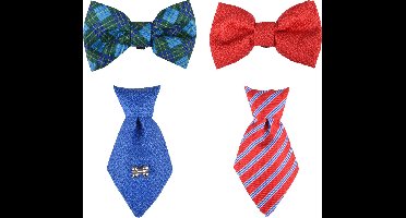 Flamingo Stor - Accessoire Voor Halsband Honden - Halsband Accessoire Stor Strik+das Blauw / Rood Ass. - 1st - 123029 - 1st