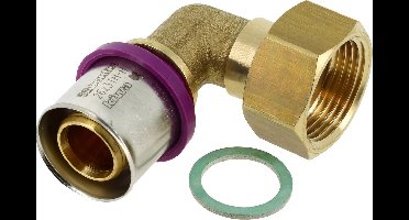 Bonfix Alu-pers - messing perskoppeling / persfitting - bocht / knie met wartelkoppeling binnendraad 26mm x 3/4 FxRp
