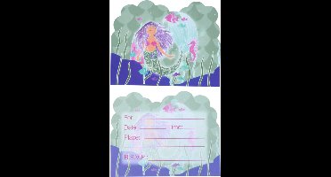 Uitnodigingen Zeemeermin Junior Papier Groen 8-delig