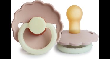 Frigg fopspeen - maat 1 0-6 maanden - 1 stuk - daisy glow in the dark - blush