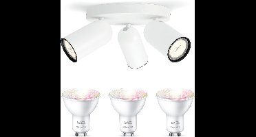 WiZ Pongee Opbouwspot (Wit) - Wit en Gekleurd Licht - Plafondspot met 3 Lichtpunten - GU10 -Te bedienen via WiFi