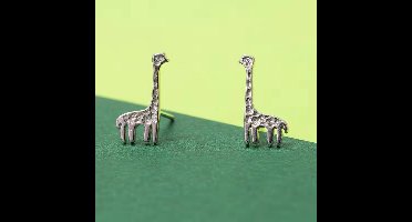 Gading® meisje oorknoppjes - dames oorknoppen met giraffe 12mm - 6mm- 925 zilver