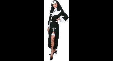 Funny Fashion - Non Kostuum - Vrome Zuster Clarissen - Vrouw - zwart - Maat 44-46 - Carnavalskleding - Verkleedkleding