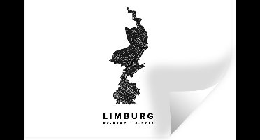 Muurstickers - Sticker Folie - Limburg - Wegenkaart Nederland - Wit - 30x20 cm - Plakfolie - Muurstickers Kinderkamer - Zelfklevend Behang - Zelfklevend behangpapier - Stickerfolie