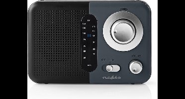 FM-Radio - Draagbaar Model - FM - Batterij Gevoed / Netvoeding - Analoog - 2.4 W - Zwart-Wit Scherm - Koptelefoonoutput - Handgreep - Grijs / Zwart