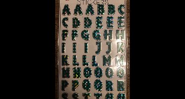Stickers Alfabet groen 36 letterstickers  (per vel) +- 2 cm hoog en +- 2 cm lang