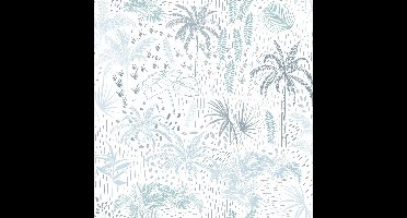 Arty Palm trees wit/blauw - A831-01