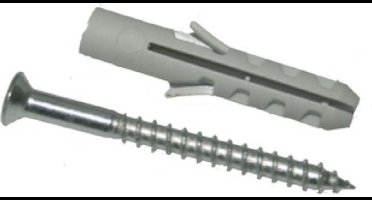 Spaanplaatschroeven & pluggen, schroef 4,5 x 40mm & plug 6 x 30mm inhoud 8 stuks. homefix.