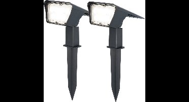 2x HOFTRONIC Odessa - Solar tuinspot - zwart - IP65 waterdicht - 6000K Daglicht wit (goed voor accentueren) - Wintersolar technologie - geschikt als prikspot of buitenlamp op zonne-energie