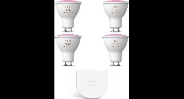 Philips Hue Uitbreidingspakket - GU10 - met 4 Spotjes - Wit en Gekleurd Licht - Incl. 1 Hue Wall Switch - Hue White and Color Ambiance