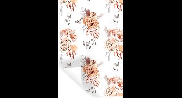 Muurstickers - Sticker Folie - Rozen - Bladeren - Wit - Patroon - 20x30 cm - Plakfolie - Muurstickers Kinderkamer - Zelfklevend Behang - Zelfklevend behangpapier - Stickerfolie