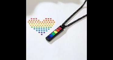 Pride Ketting - LGBTQ - Regenboog Staaf - Zwart