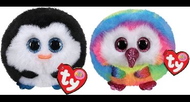 Ty - Knuffel - Teeny Puffies - Waddles Penguin & Owen Owl