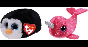 Ty - Knuffel - Teeny Ty's - Waddles Penguin & Nelly Narwhal