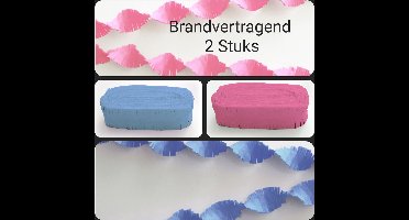 2 stuks BRANDVERTRAGENDE Draaiguirlande Licht Blauw/ Licht Roze, 48 meter, Geboorte, Meisje/ Jongen, Baby, Gender Reveal Carnaval, Verjaardag