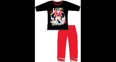 Minnie Mouse - Pyjama - Maat 104/110 - Disney - Living the Dream pyjamabroek en pyjamashirt - Zwart met rood
