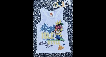 Minions Shirt - Mouwloos - Wit - Maat 110/116