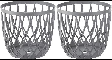 Draadmand/wasmand/opbergmand - 2x - van stevig kunststof - grijs - D33 x H33 cm - 35 Liter