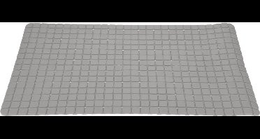Anti-slip badmat lichtgrijs 69 x 39 cm rechthoekig - Badkuip mat - Grip mat voor in douche of bad