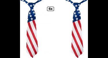 6x Luxe Stropdas Amerika 42cm - Amerika USA festival thema feest party VS
