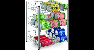 Metaltex - Dispenso - Rek voor 60 blikjes en flesjes - Keukenrek - Keuken Organizer - 40x31x45 cm - Zilvergrijs