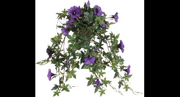 Mica Decorations Kunstplant Petunia - paars - 50 cm - kunst hangplanten