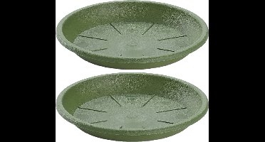 4x stuks opvangschaal/onderbord Plantenpot donkergroen rond 30 cm - Kunststof - voor een pot van 40 cm diameter