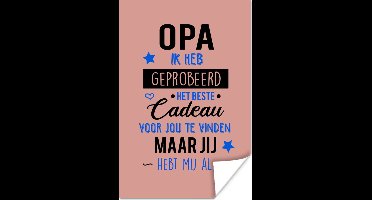 Poster Quotes - Opa jij hebt mij al - Spreuken - Opa - 20x30 cm - Vaderdag cadeau - Geschenk - Cadeautje voor hem - Tip - Mannen