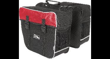 M-Wave Amsterdam Fietstas Achter - 2 Vakken, 30L, Zwart/Rood