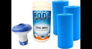 3x Foam A filter cartridge voor Intex - set met 1kg chloortabletten en chloordrijver pakket