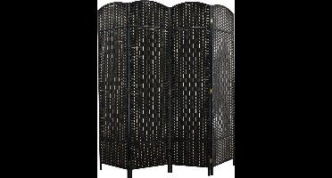 Lowander kamerscherm 170x160 cm - Roomdivider - Scheidingswand - 4 panelen - Opvouwbaar kamerscherm - Zwart