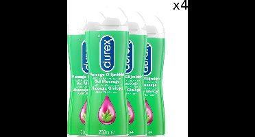 Durex Massage Olie en Glijmiddel 2-in-1 - Aloë Vera - 200ml x4