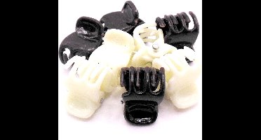 Haarklemmetjes mini donkerbruin-wit