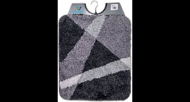 Wicotex - Bidetmat - WC mat - Toiletmat strepen Grijs - Antislip onderkant - Afmeting 50x60cm