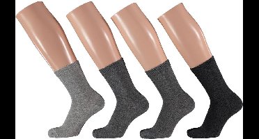 Apollo - Kindersokken basic - Bio Katoen - Grijs - 4 Pak - Maat 31/34 - Kindersokken - Kindersokken multipack