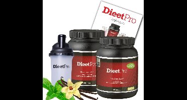 2 potten DieetPro Vanille STEVIA plus Gratis Shaker