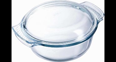 Pyrex ronde glazen ovenschaal met deksel - 3x - 3 liter - 27 x 23 x 11 cm - Ovenschotel schalen - Bakvorm
