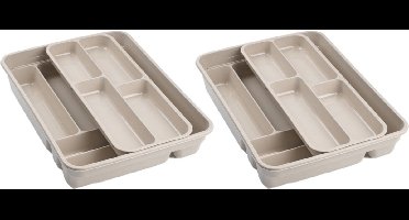 Plasticforte Bestekbak - taupe - 10-vaks - 2 lagen - besteklade - organizer