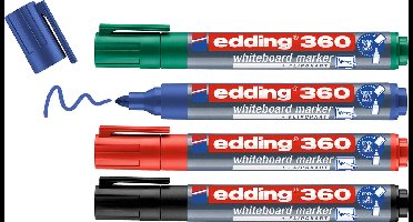 edding 360/4 S boardmarker set - zwart/blauw/rood/groen - 1,5-3mm - geschikt voor whiteboard en flipchart