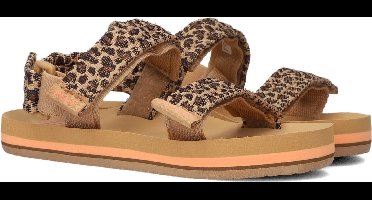 Reef Kids Ahi Convertible Leopard Meisjes Slippers - Bruin/Panterprint - Maat 33